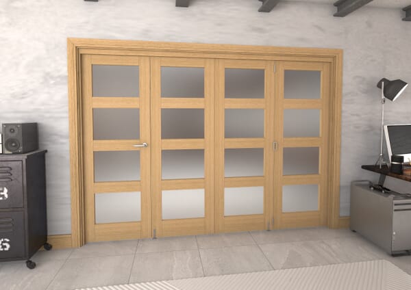 2220x2060x133mm Oak 4L Frosted Roomfold Grande (2+2)