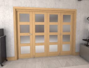 Oak 4L Roomfold Grande Internal Bifold Doors with Frosted Glass