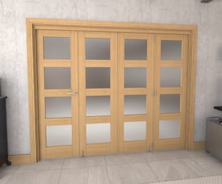 Oak 4L Roomfold Grande Internal Bifold Doors with Frosted Glass