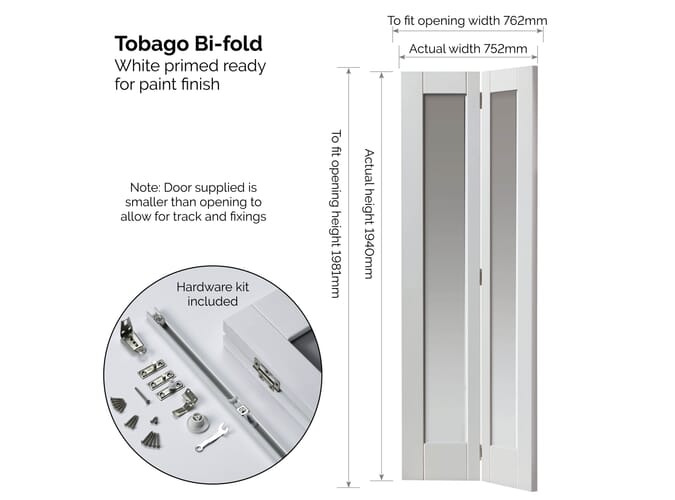 Tobago White Bi-Fold - Clear Glass