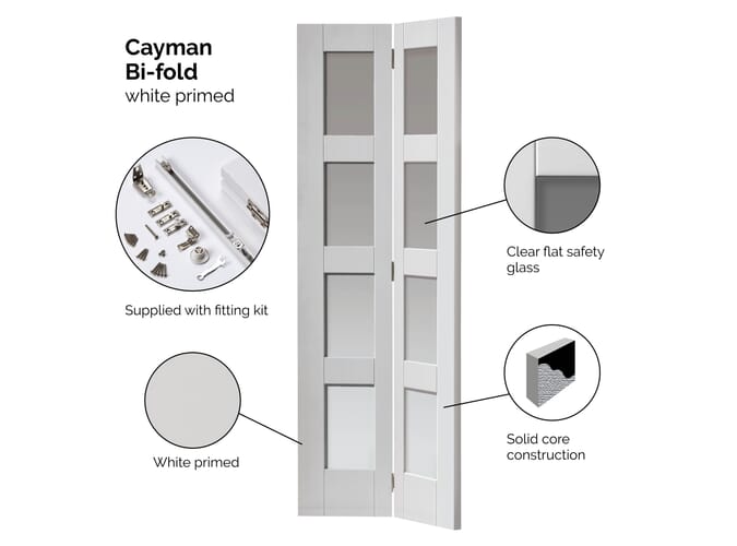 Cayman White Bi-Fold - Clear Glass