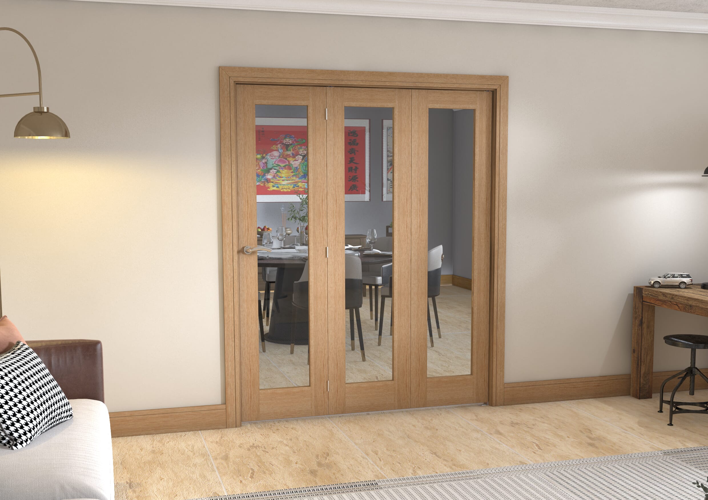 Oak Pattern 10 Roomfold - Clear Glass