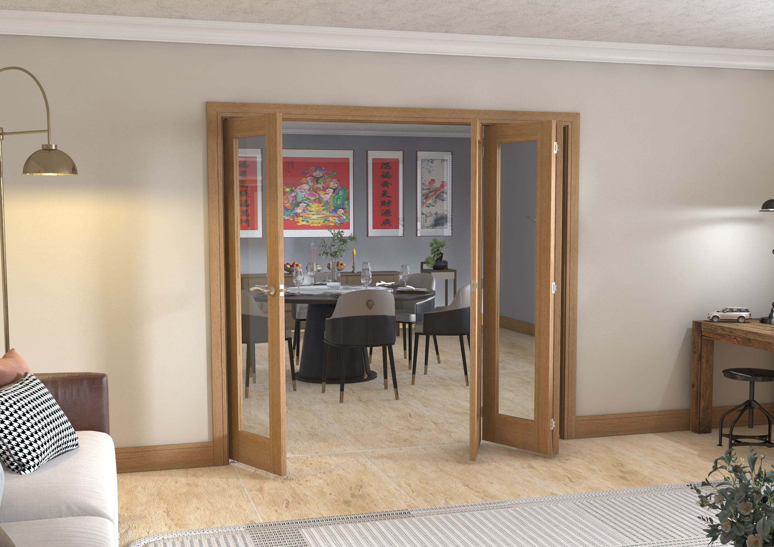 Prefinished Oak Pattern 10 Roomfold - Clear Glass