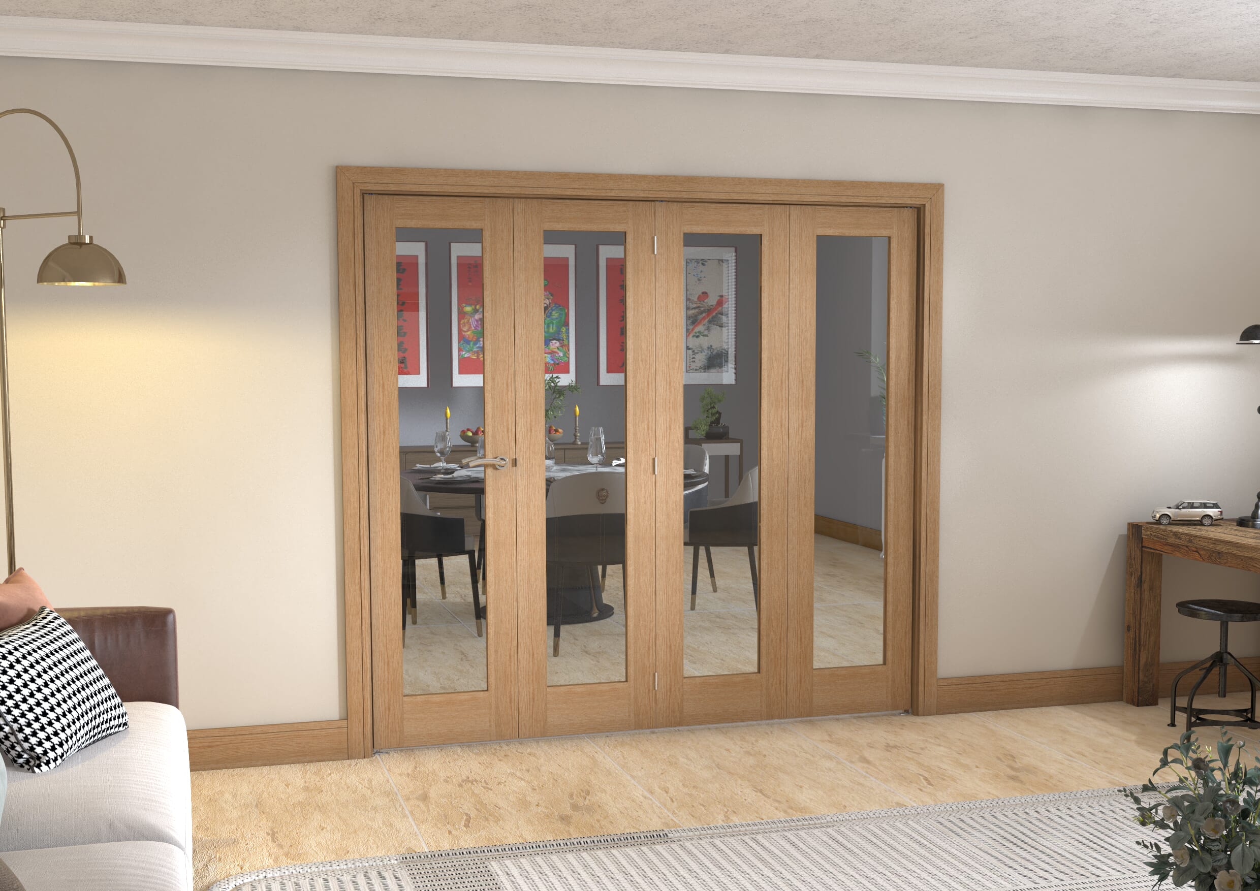 Prefinished Oak Pattern 10 Roomfold - Clear Glass