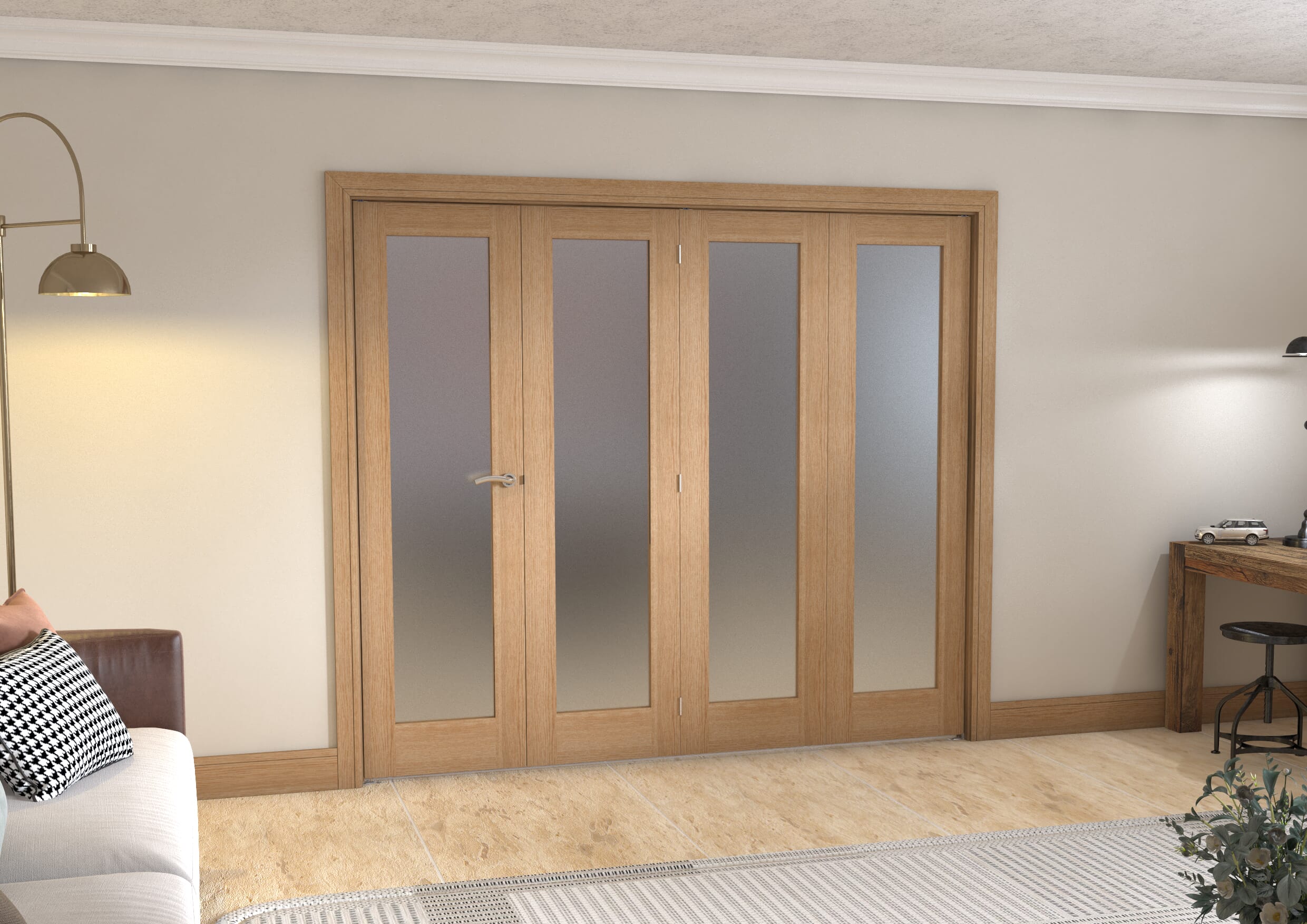 Oak Pattern 10 Roomfold - Frosted Glass