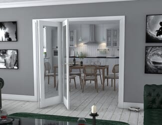 White Pattern 10 Roomfold - Clear Glass