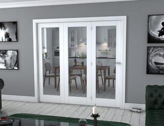 White Pattern 10 Roomfold - Clear Glass