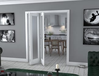 White Pattern 10 Roomfold - Frosted Glass