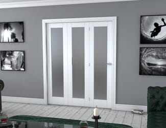 White Pattern 10 Roomfold - Frosted Glass