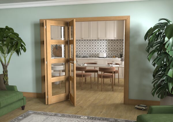 Prefinished Oak 4 Light 4 Door Roomfold (4 x 573mm doors)