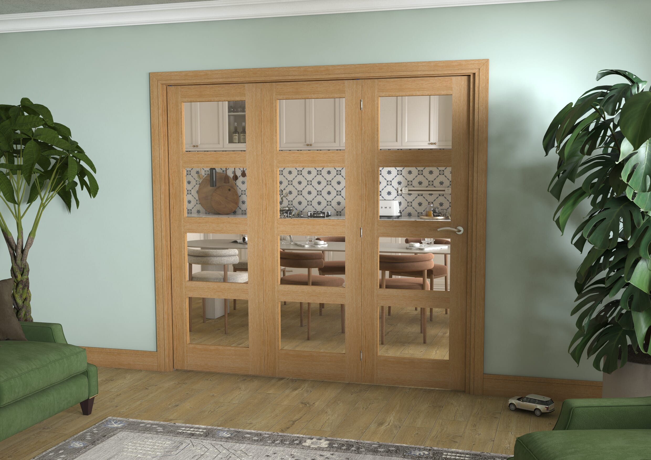 Oak 4L Shaker Roomfold - Clear Glass