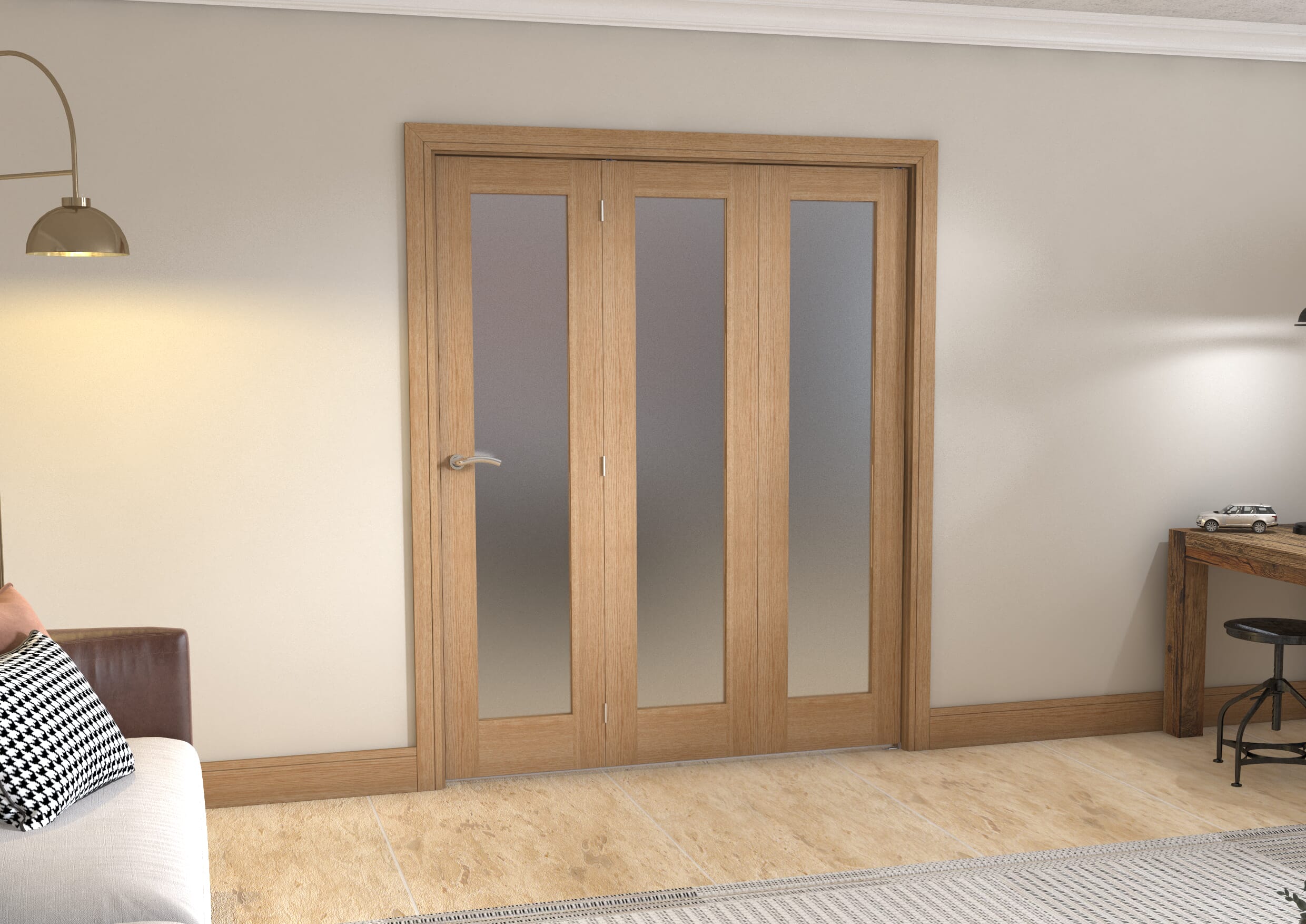 Prefinished Oak Pattern 10 Roomfold - Frosted Glass
