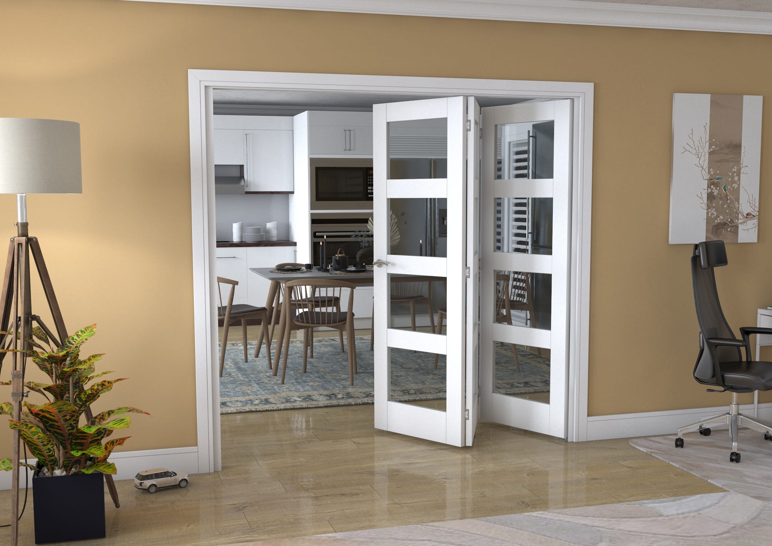 White 4L Shaker Roomfold - Clear Glass
