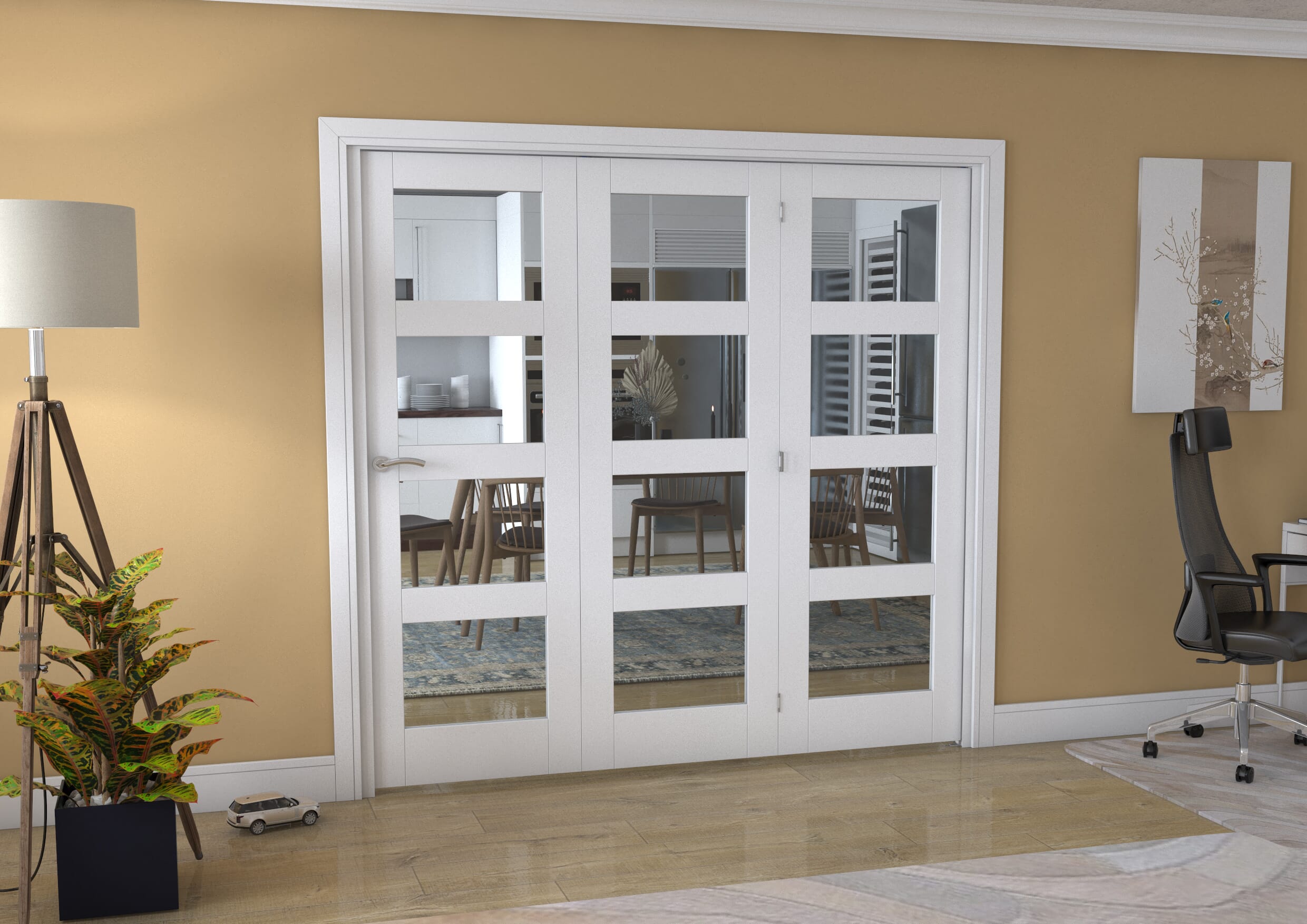 White 4L Shaker Roomfold - Clear Glass