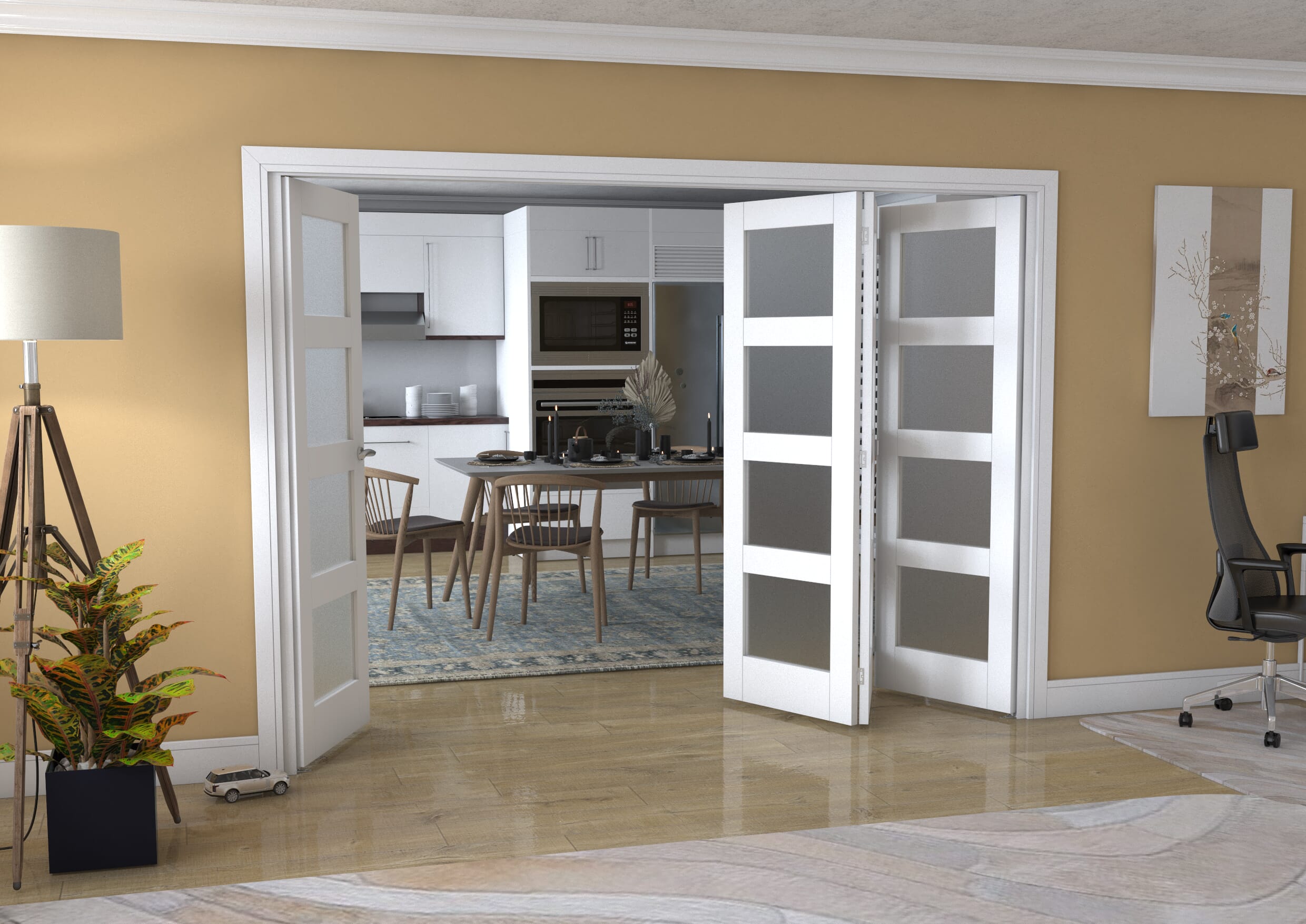 White 4L Shaker Roomfold - Frosted