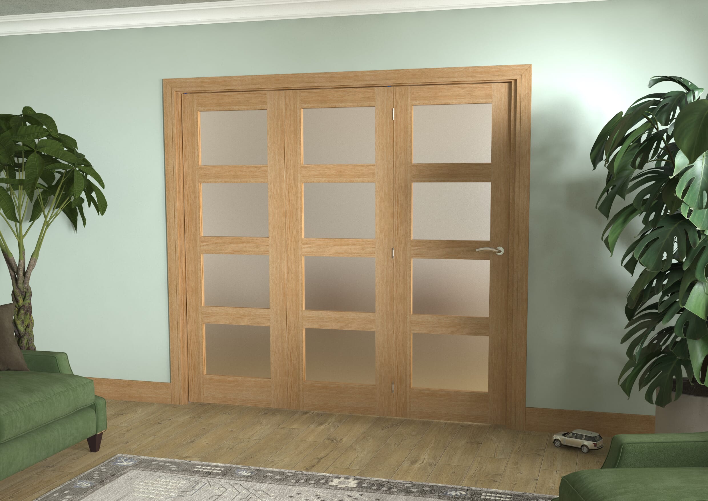 Prefinished Oak 4L Shaker Roomfold - Frosted