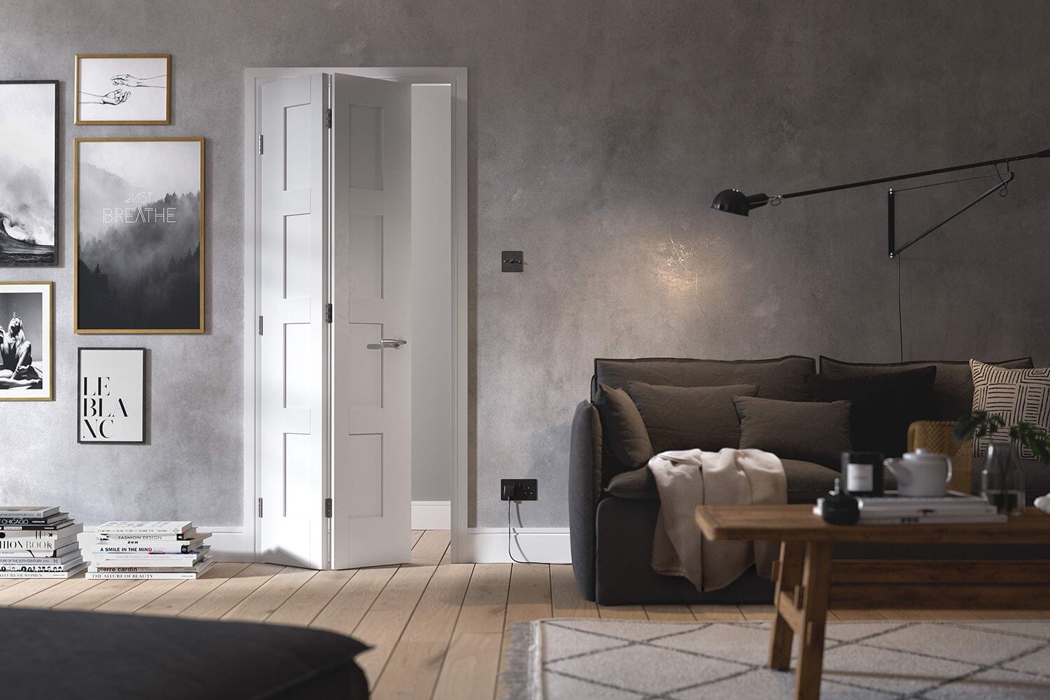 White Primed Shaker 4 Panel Bi-Fold