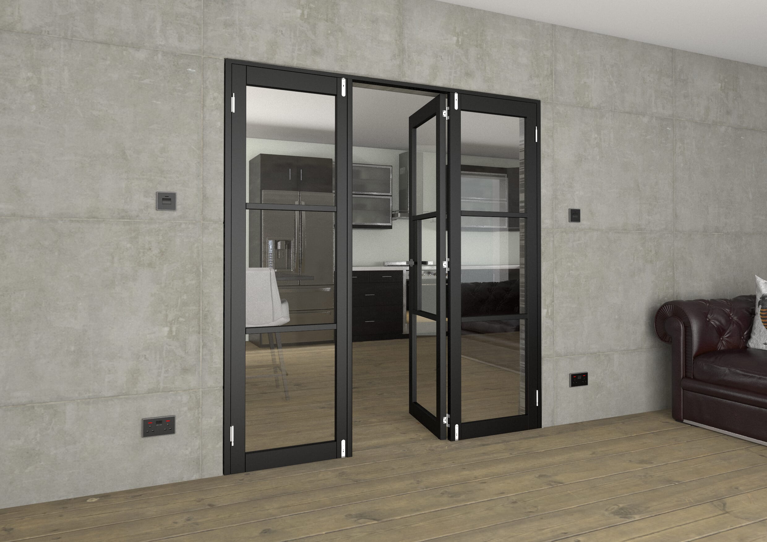 Black Heritage 3 Lite French Folding Doorset