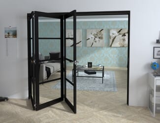 Black Kensington Clear Glass Prefinished Roomfold Grande