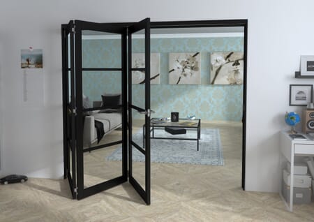 Black Kensington Clear Glass Prefinished Roomfold Grande