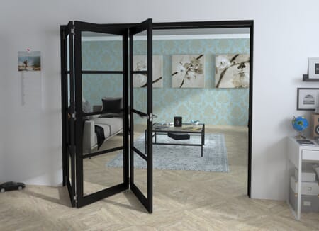 Black Kensington Clear Glass Prefinished Roomfold Grande