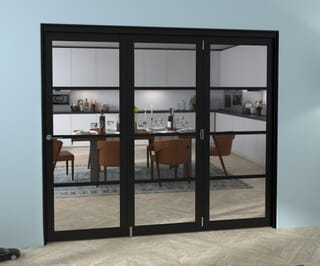 Black Kensington Clear Glass Prefinished Roomfold Grande