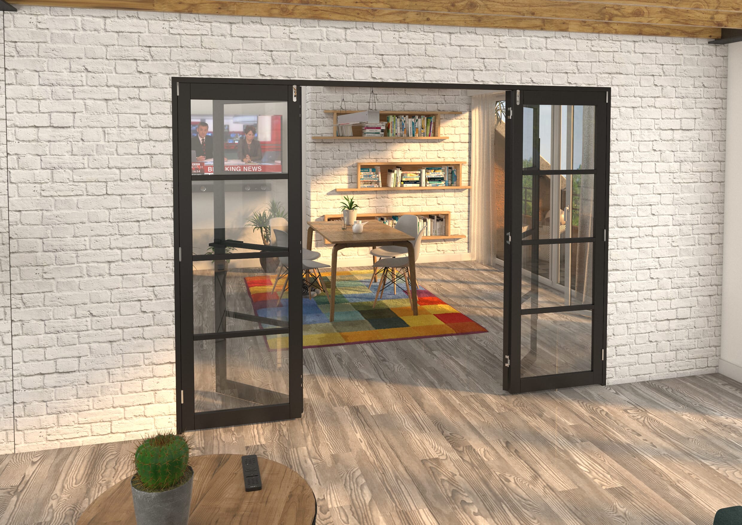 Black Shaker 4 Lite French Folding Doorset