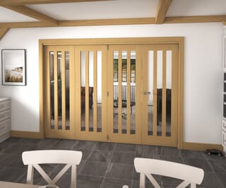 Aston Oak Glazed Roomfold Grande Internal Bifold Doors with Clear Glass