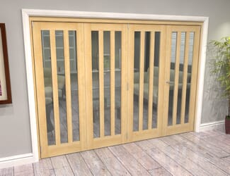 Aston Oak Glazed Roomfold Grande Internal Bifold Doors with Clear Glass