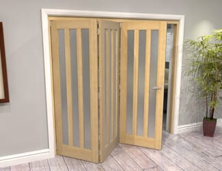 Aston Oak Frosted Glazed Roomfold Grande Internal Bifold Doors