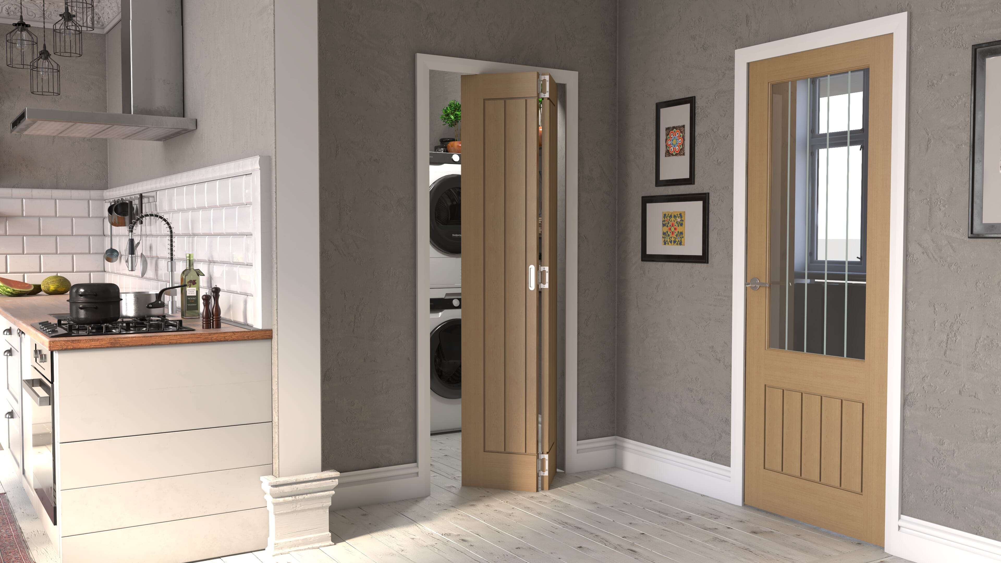 762x1981x35mm (30") Mexicano Oak Bi-fold Doors