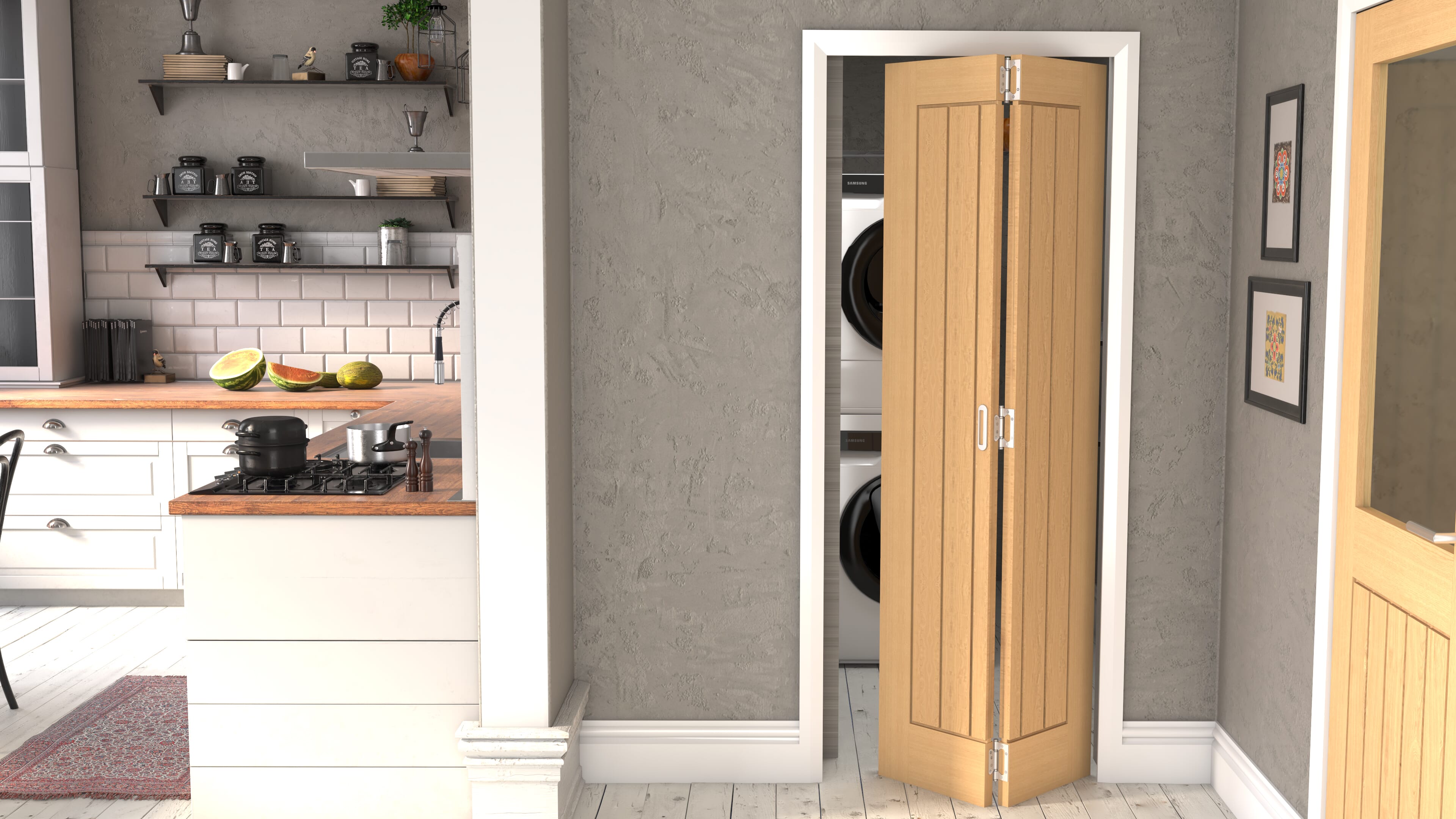 762x1981x35mm (30") Mexicano Oak Bi-fold Doors