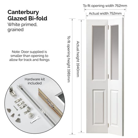 Canterbury White Grained Bi-Fold - Clear Glass