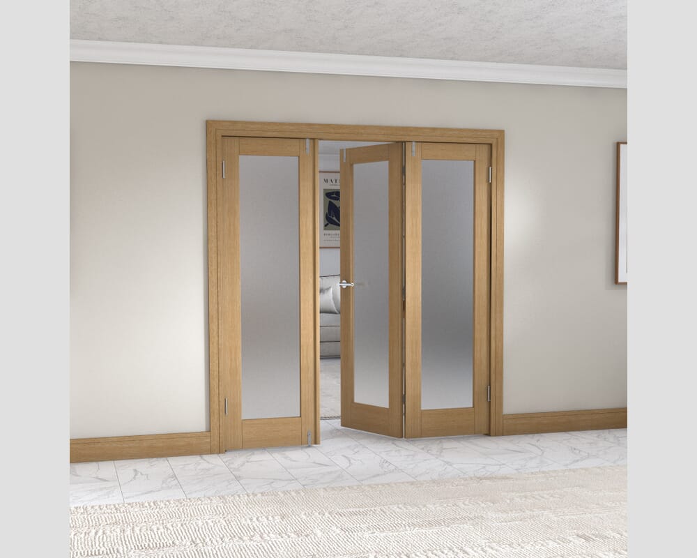Oak P10 Frenchfold - Frosted Prefinished (3 x 610mm Doors)