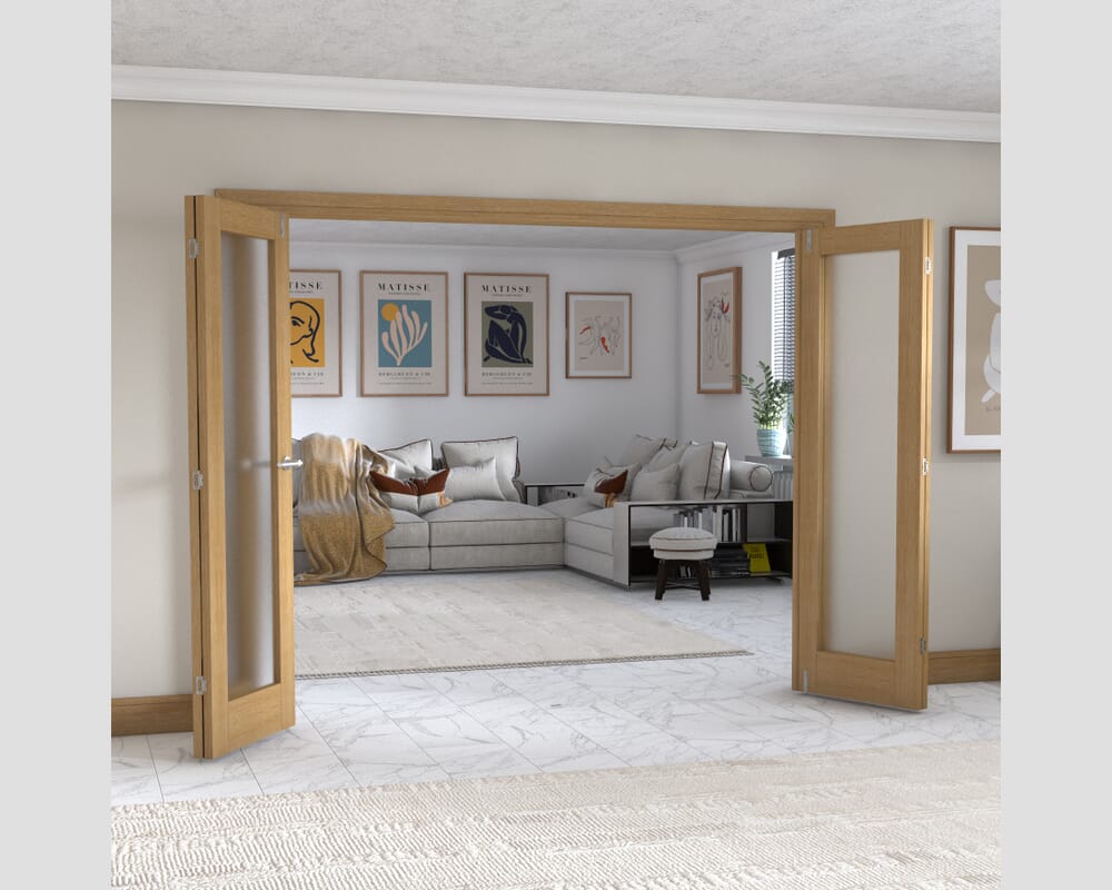 Oak P10 Frenchfold - Frosted Prefinished (4 x 610mm Doors)
