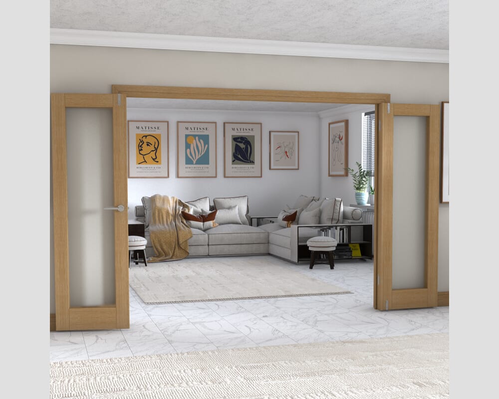 Oak P10 Frenchfold - Frosted Prefinished (4 x 610mm Doors)