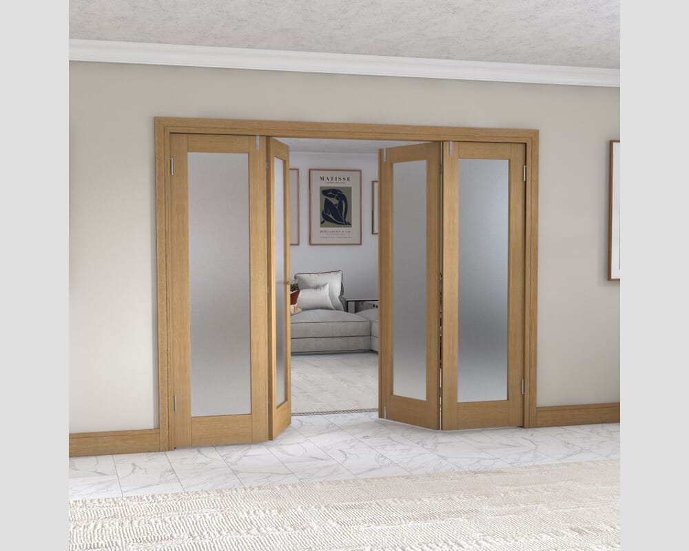 Oak P10 Frenchfold - Frosted Prefinished (4 x 610mm Doors)