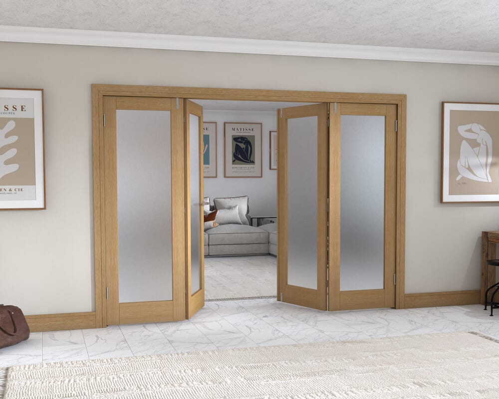 Oak P10 Frenchfold - Frosted Prefinished (4 x 686mm Doors)