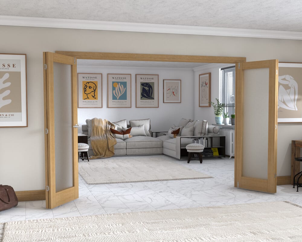 Oak P10 Frenchfold - Frosted Prefinished (4 x 686mm Doors)