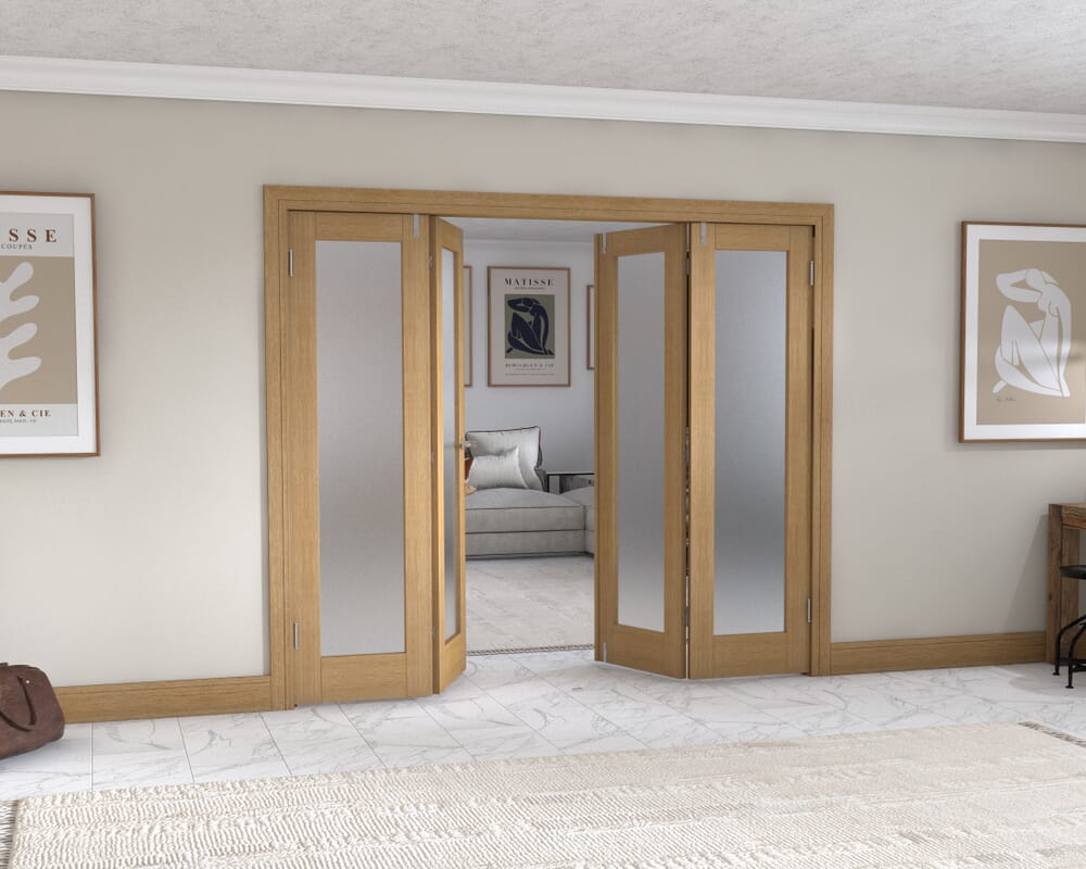 Oak P10 Frenchfold - Frosted Prefinished (4 x 573mm Doors)