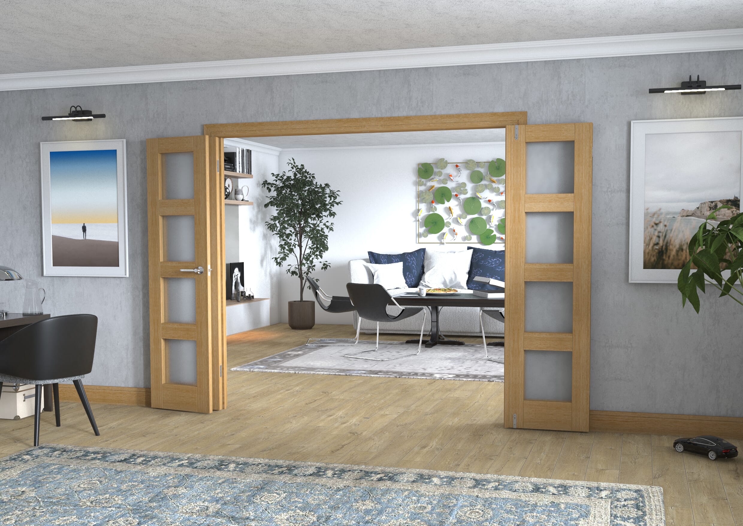 Oak 4L Frenchfold - Frosted Prefinished (4 x 533mm Doors)