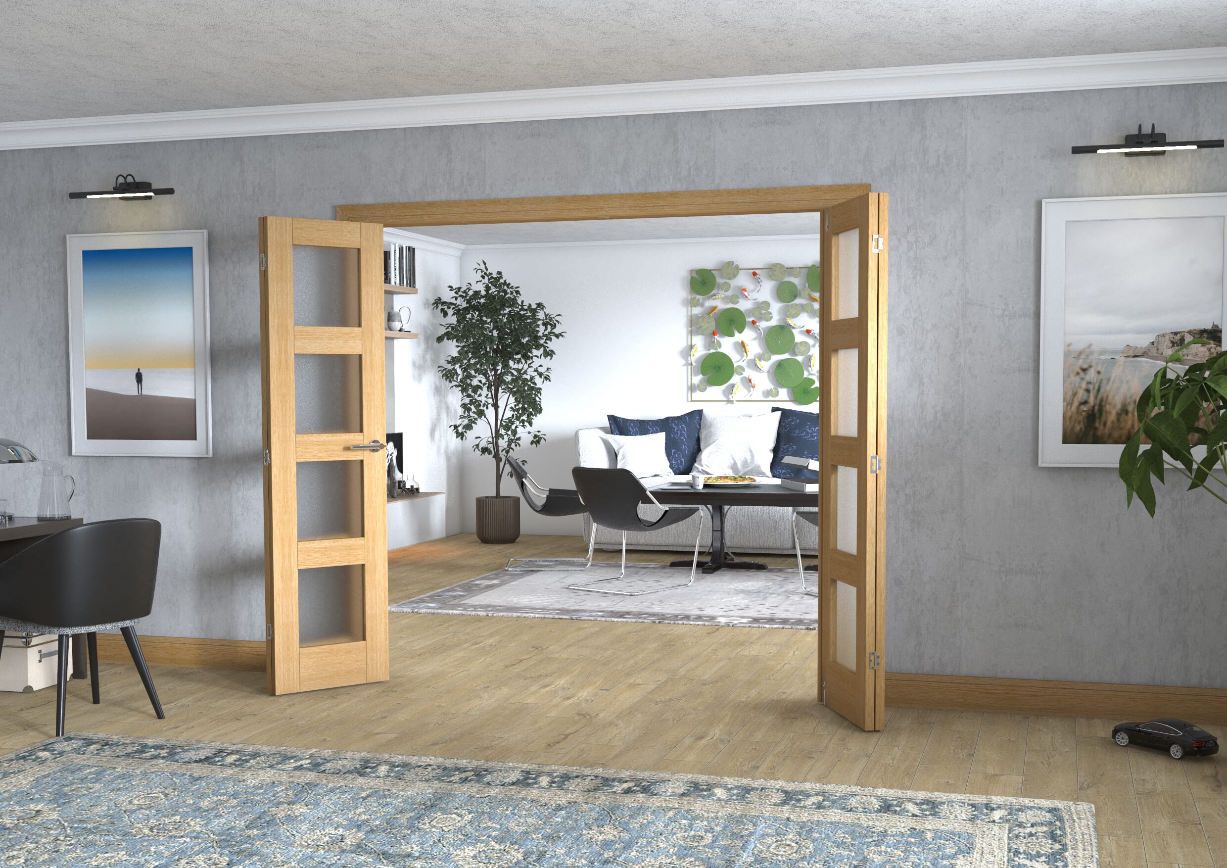Oak 4L Frenchfold - Frosted Prefinished (4 x 533mm Doors)