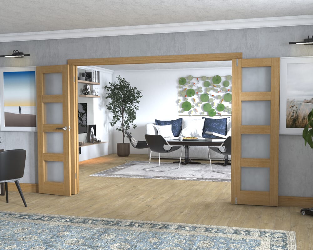 Oak 4L Frenchfold - Frosted Prefinished (4 x 610mm Doors)
