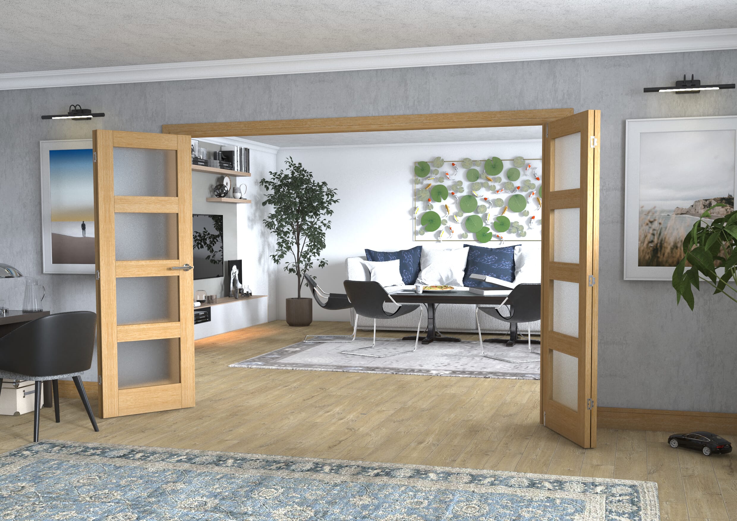 Oak 4L Frenchfold - Frosted Prefinished (4 x 686mm Doors)