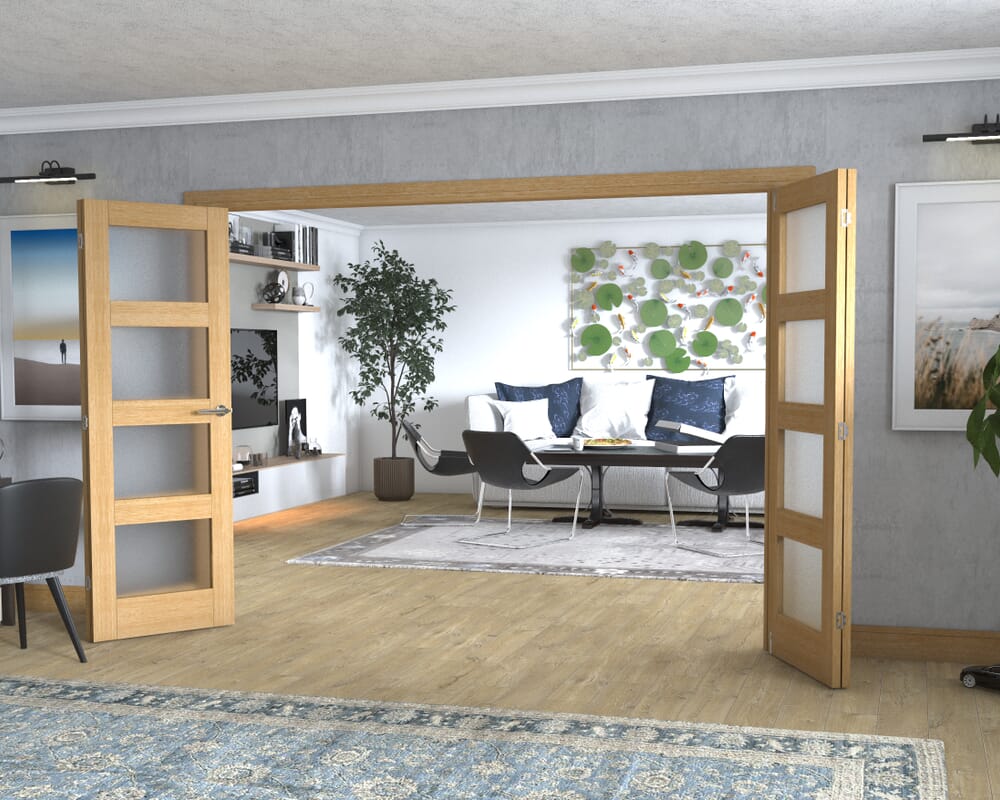 Oak 4L Frenchfold - Frosted Prefinished (4 x 686mm Doors)