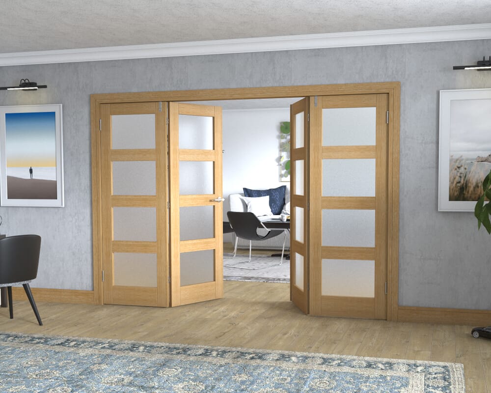 Oak 4L Frenchfold - Frosted Prefinished (4 x 686mm Doors)