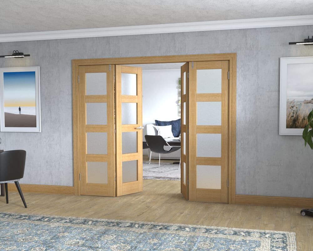 Oak 4L Frenchfold - Frosted Prefinished (4 x 573mm Doors)
