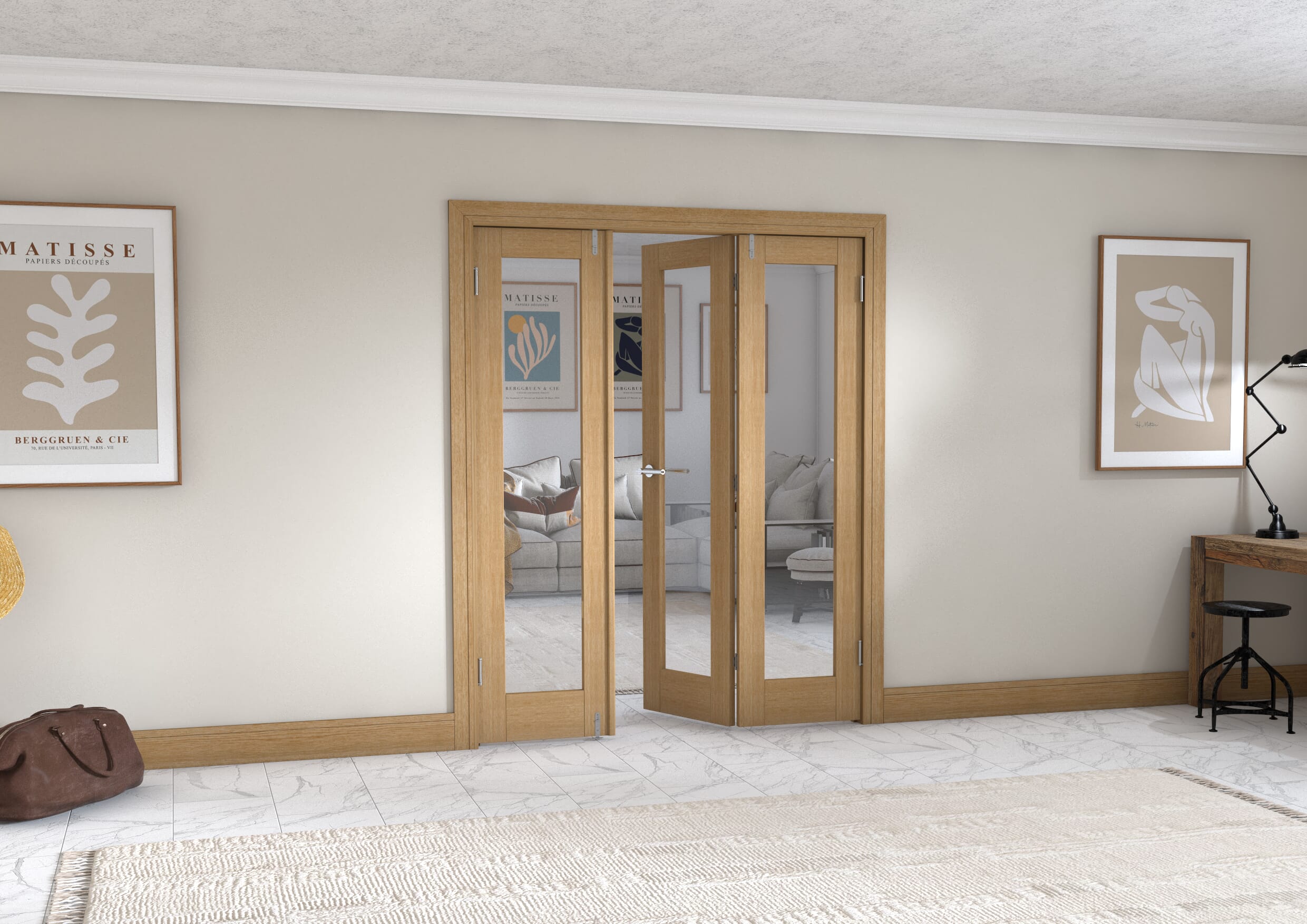 Oak P10 Frenchfold - Clear Prefinished (3 x 533mm Doors)