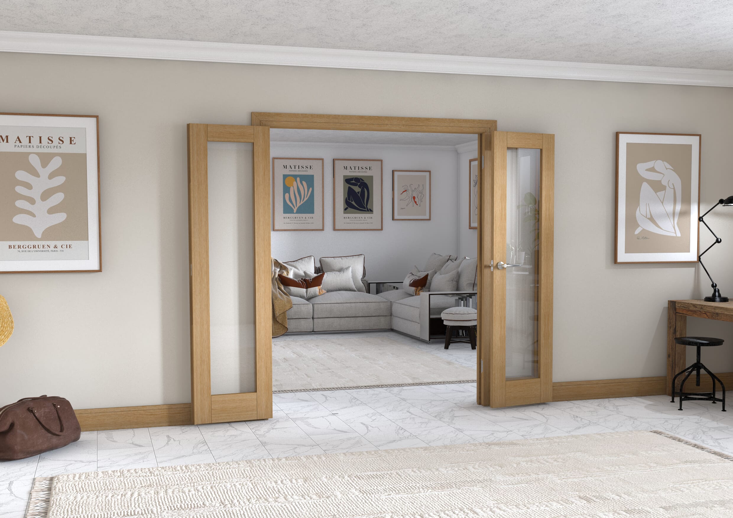 Oak P10 Frenchfold - Clear Prefinished (3 x 533mm Doors)