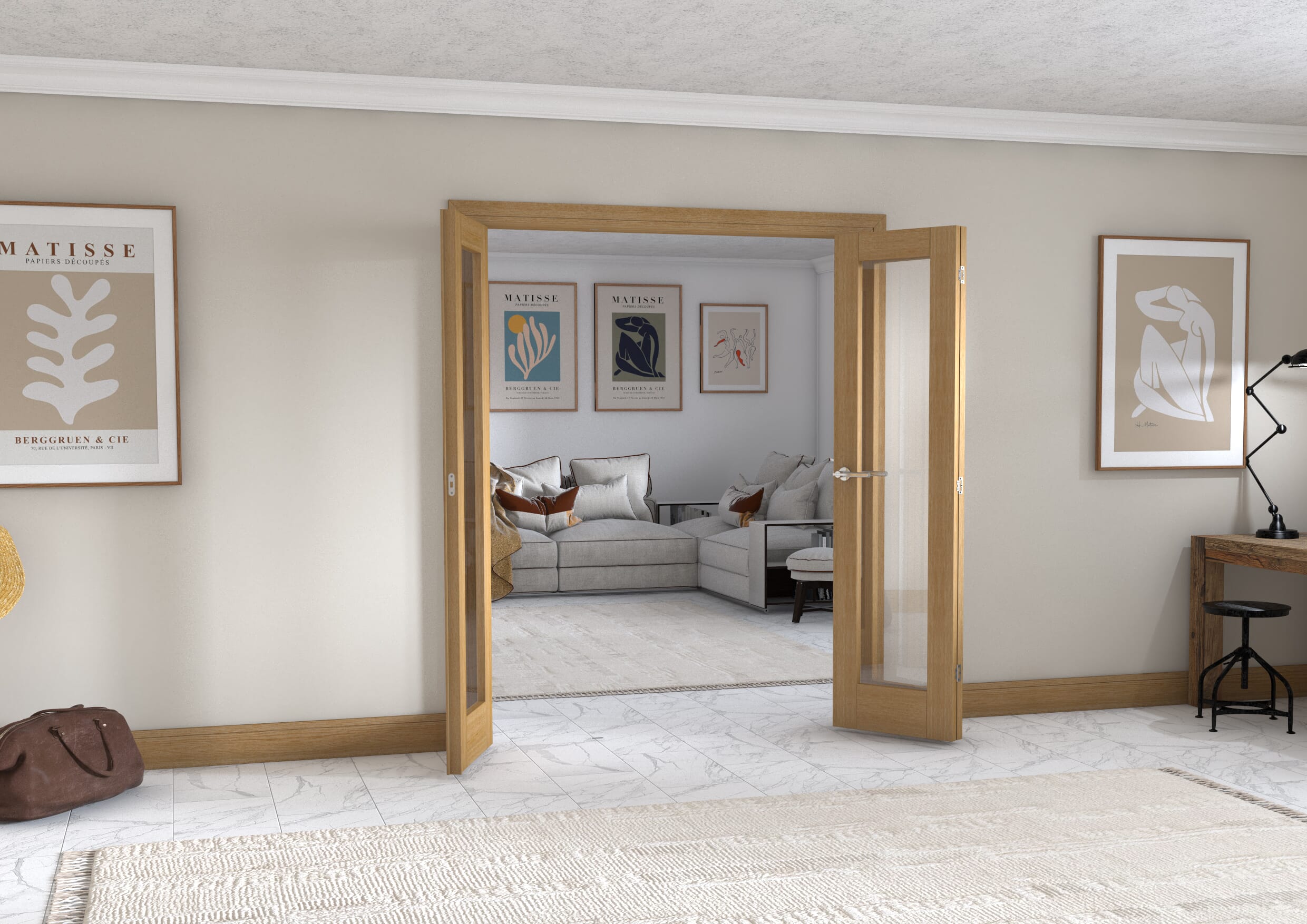 Oak P10 Frenchfold - Clear Prefinished (3 x 533mm Doors)